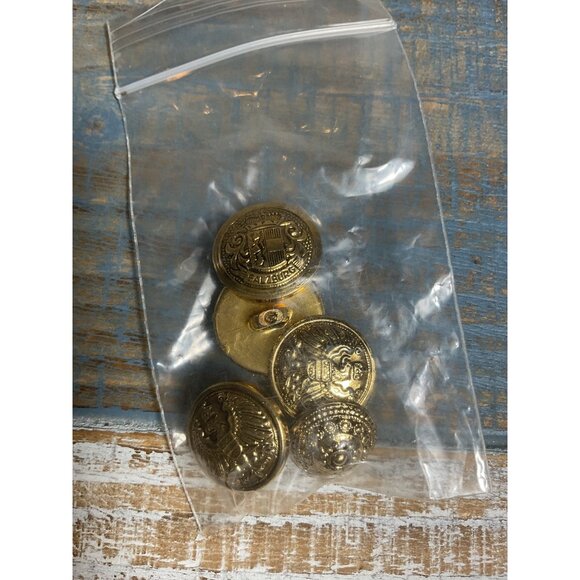 Vintage Gold Tone Set Of 5 Buttons - Picture 2 of 2
